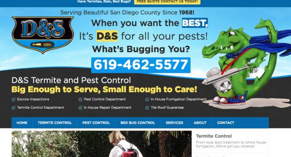 D and S Termite Pest Control Website Design San Diego