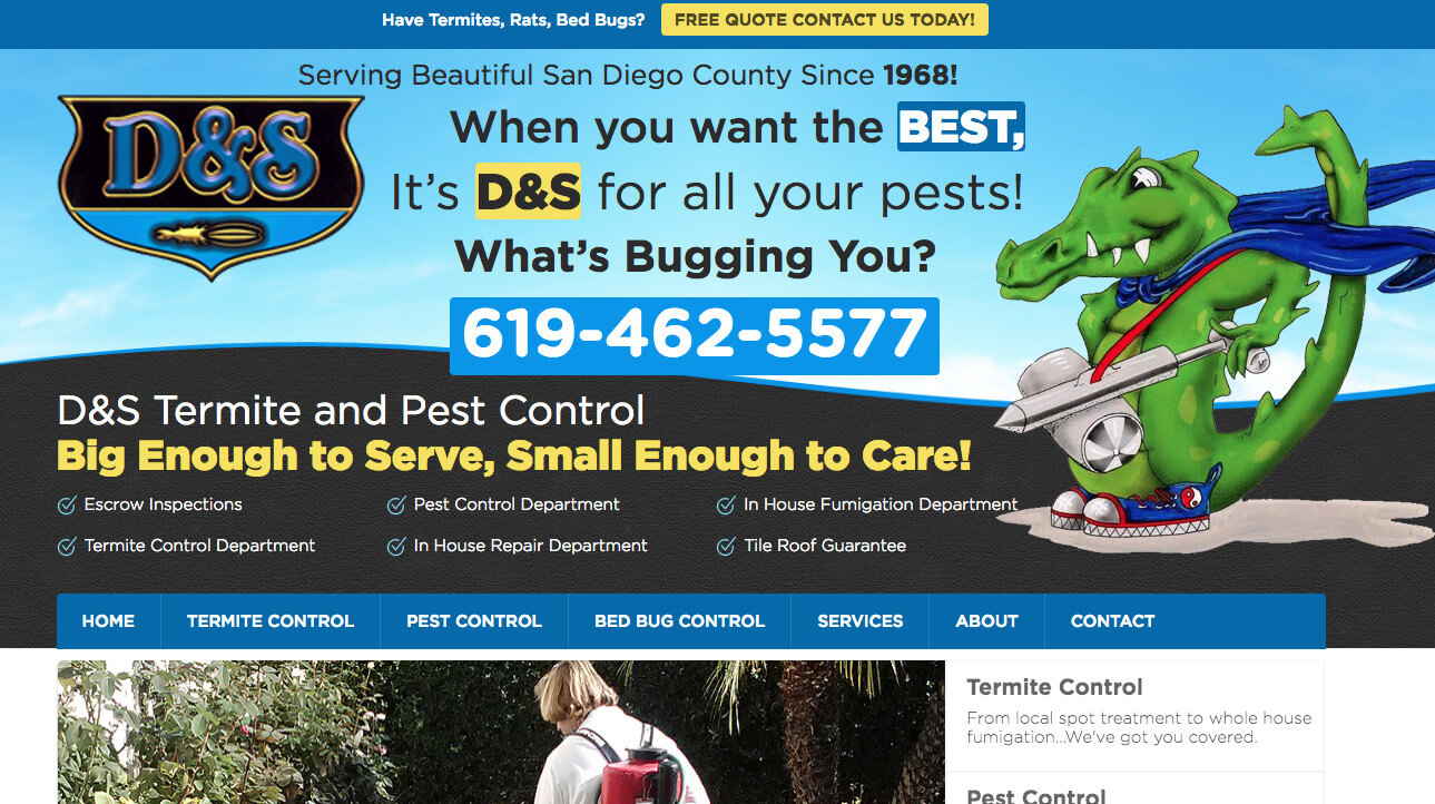 D and S Termite Pest Control Website Design San Diego