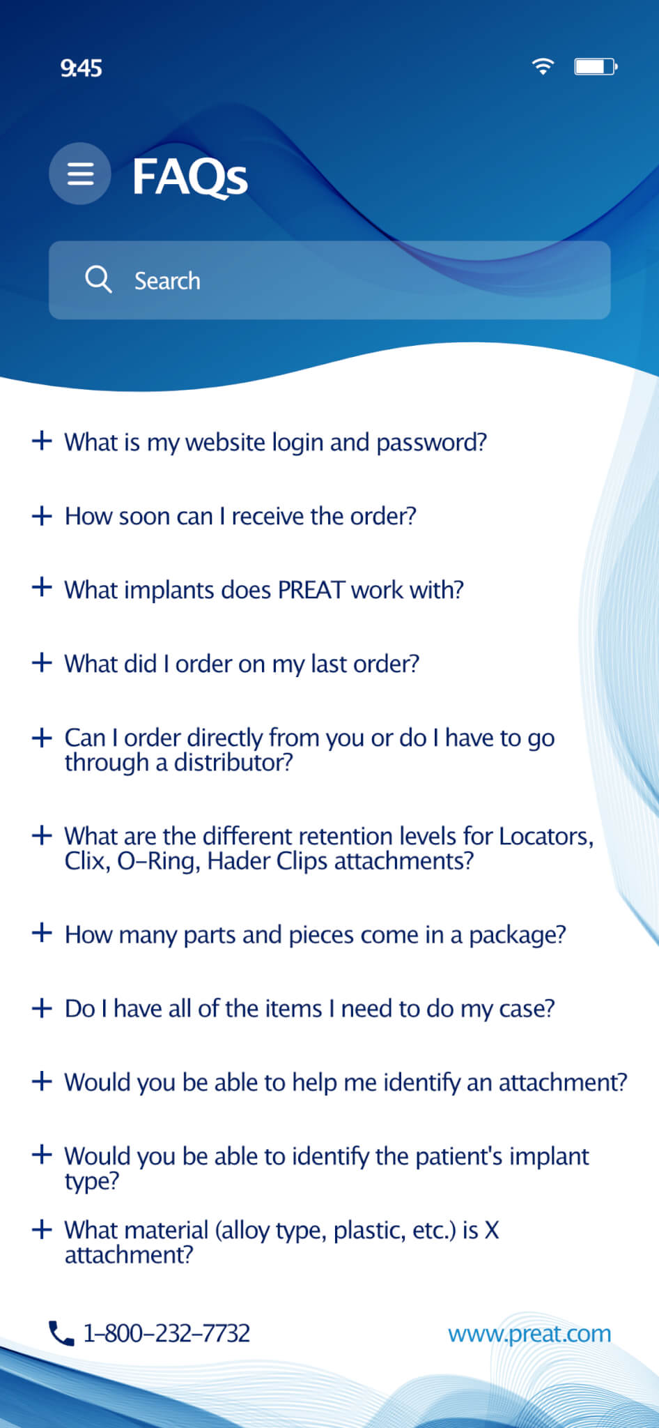 FAQS PREAT DENTAL APP SCREEN SHOT AFTER DARK GRAFX