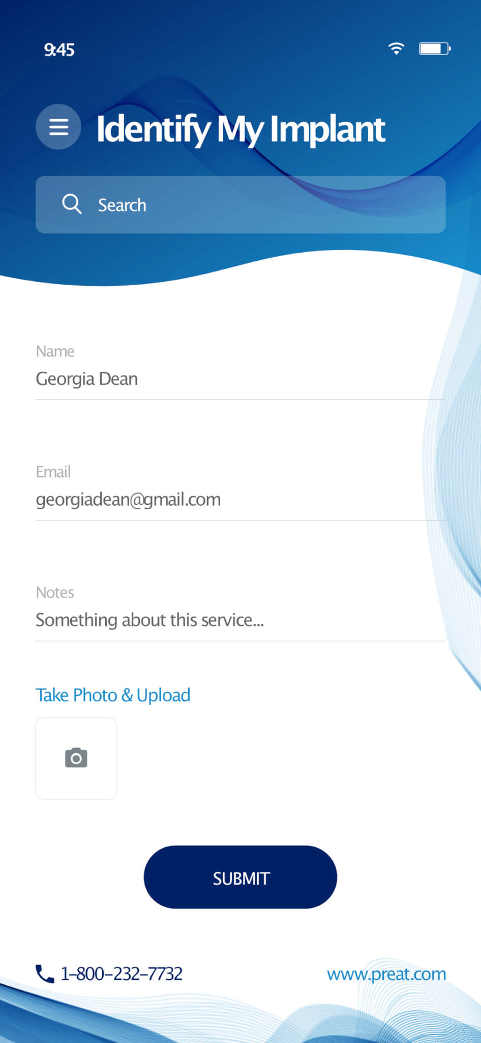 Identify My Implant - PREAT APP SCREEN SHOT