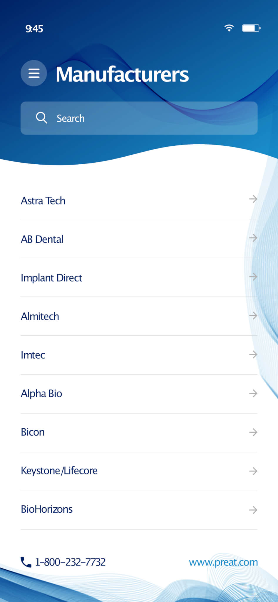 DENTAL MANUFACTURERS PREAT DENTAL APP BY AFTER DARK GRAFX