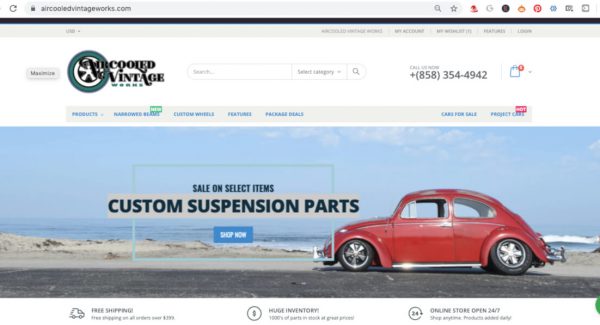 Shopify Developer San Diego - Air Cooled Vintage Works