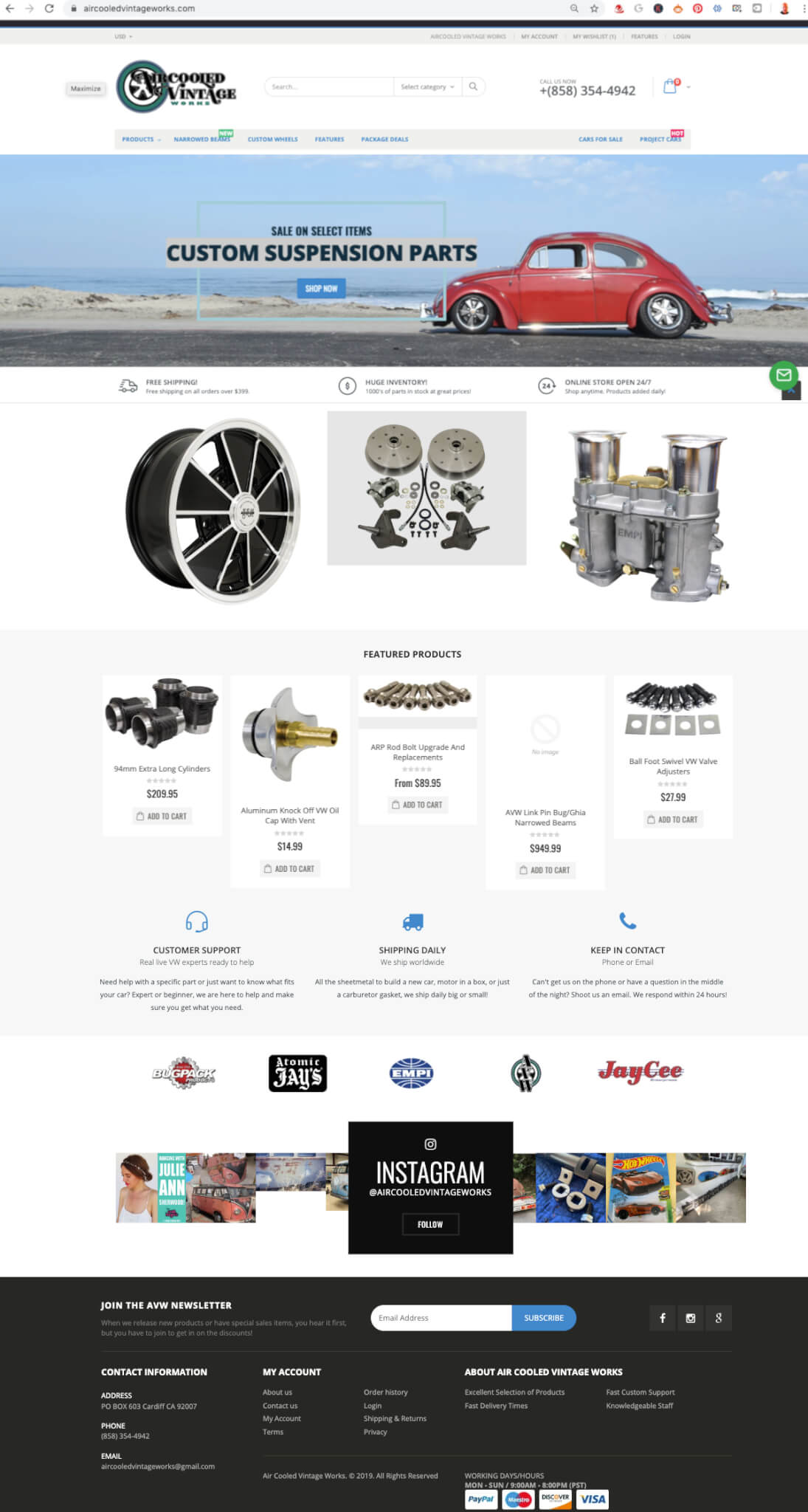 Web Development Company - Shopify Air Cooled Vintage Works Homepage