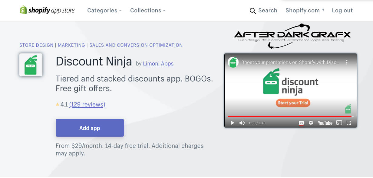 Shopify App Add Discount with Free Shipping App After Dark Grafx Review Discount Ninja