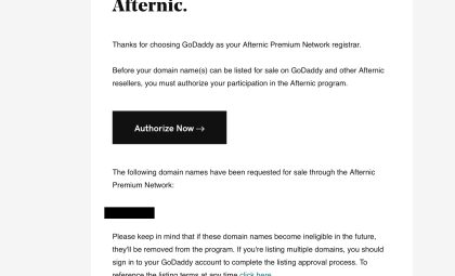 Authorize a Listing on Afternic - Godaddy - After Dark Grafx