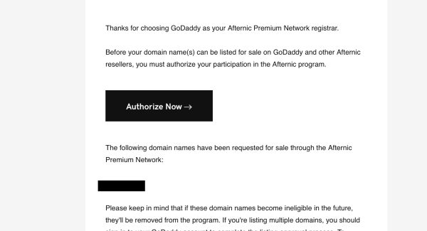 Authorize a Listing on Afternic - Godaddy - After Dark Grafx