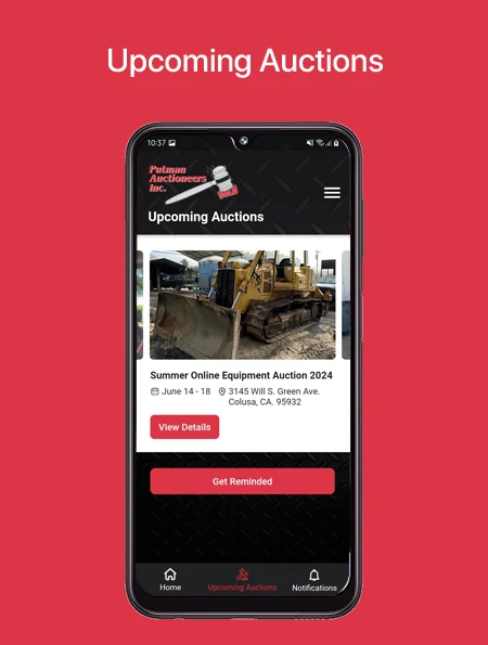 Putman Auctioneers App for Android by After Dark Grafx in San Diego - Upcoming Auctions Screen