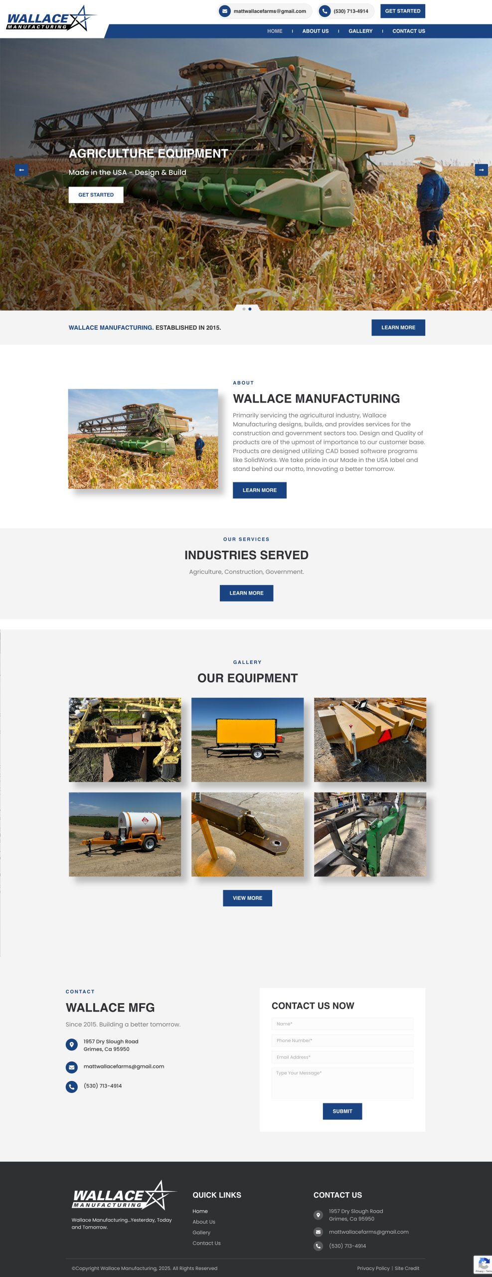 Website Design San Diego - After Dark Grafx Graphics - Wallace-mfg.com Home Page