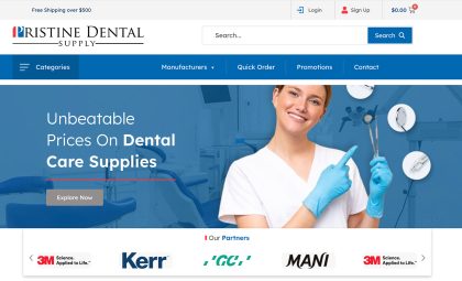 www.PristineDentalSupply.com Website Design and Development by After Dark Grafx